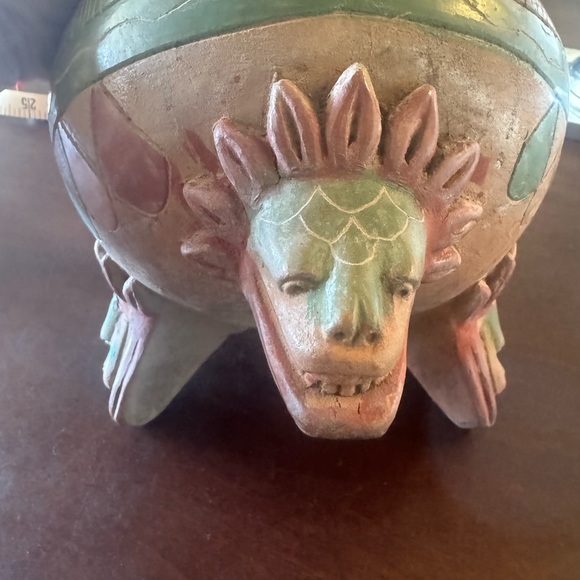 Spectacular Aztec? Mayan? Antique Footed Clay Pottery Bowl - Picture 2 of 7